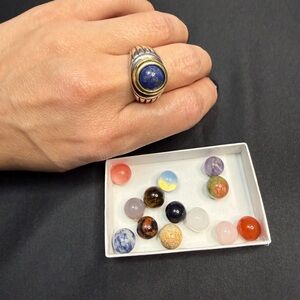 Interchangeable Bead Ball Orb Orbis Jewelry Ring Stone Opalite Lapis Tiger Eye